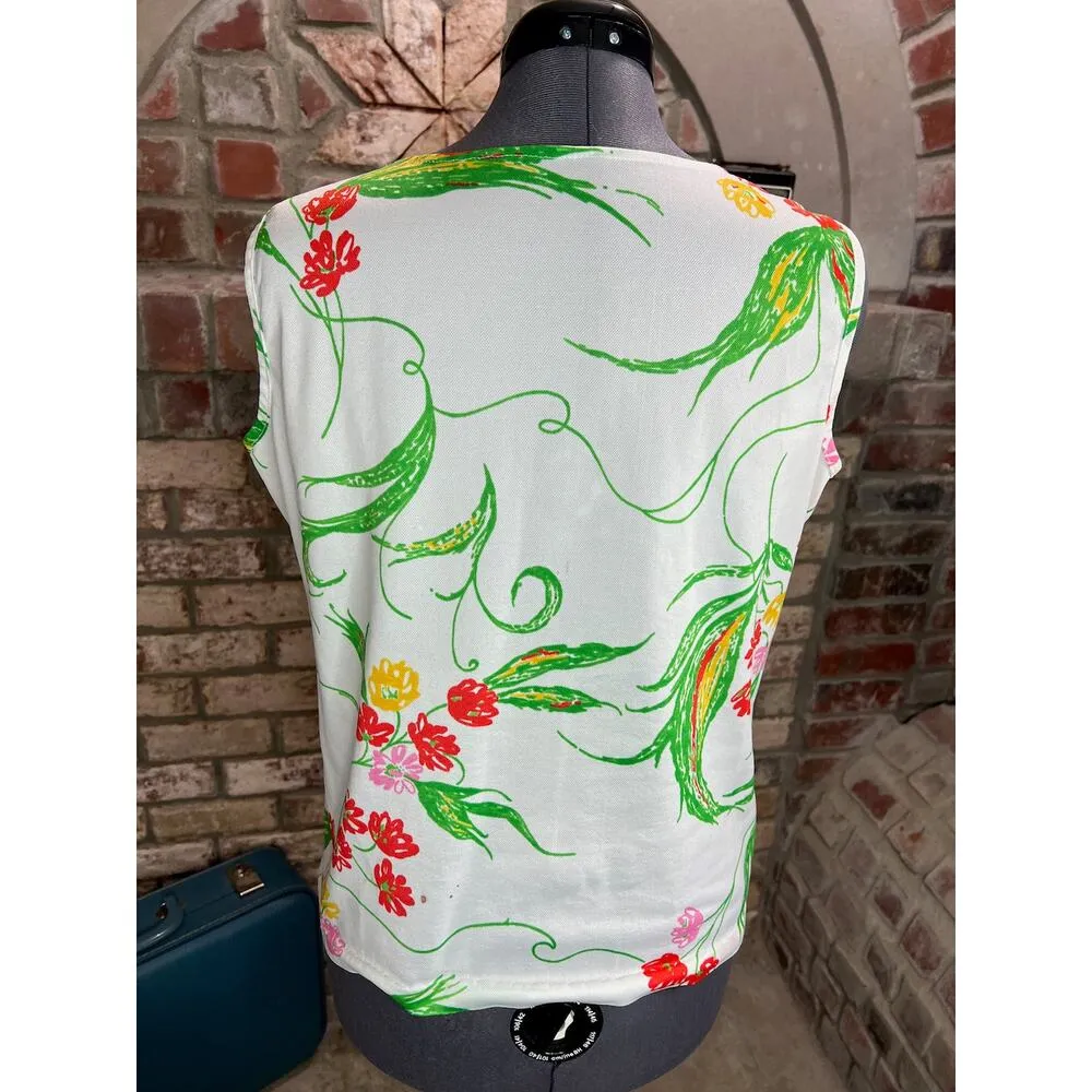 tank top floral green red yellow Size XL - Image 4