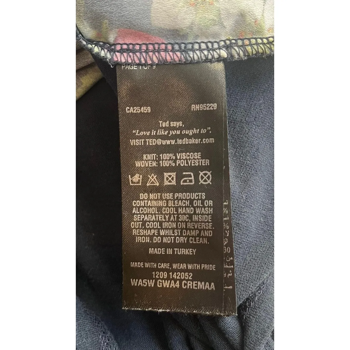 Ted Baker London Cap Sleeves Sew in Love T-shirt Red Strawberries on Blue sz. 6 - Image 5