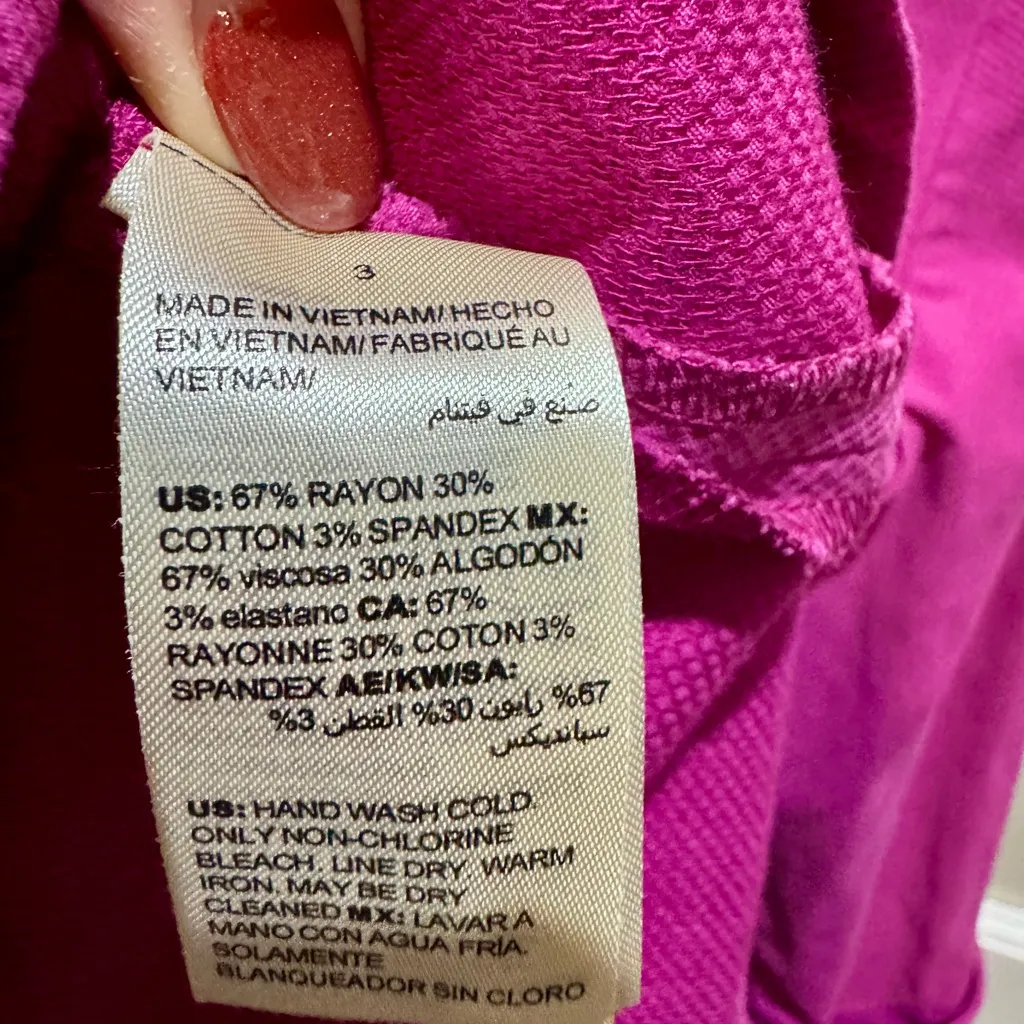 Chico’s Size 3 (XL) Magenta Textured Blazer | Hook & Eye Statement Jacket Pink - Image 11