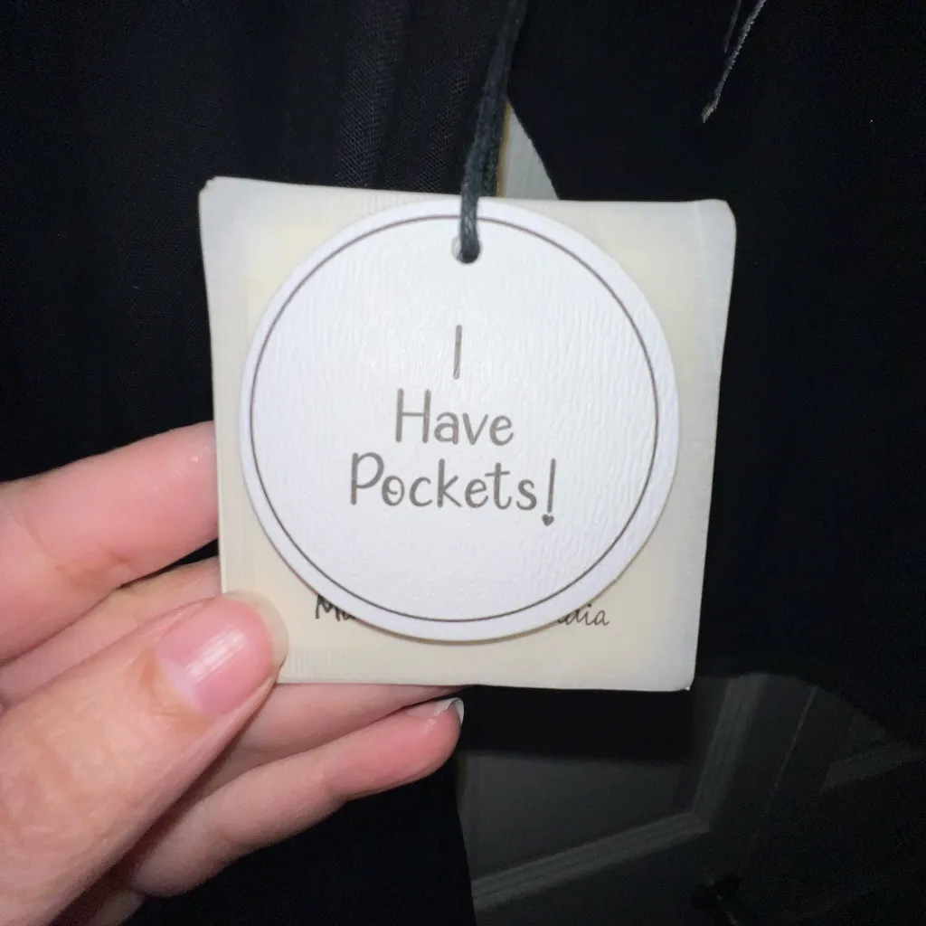 Anthropologie LEA Linen Cotton Blend Black Maxi Embroidered Dress Large - Image 3