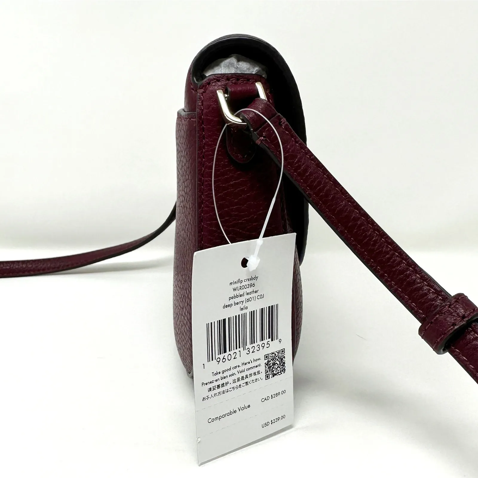Kate Spade Leila Mini Flap Crossbody Purse in Deep Berry Leather wlr00396 - Image 3