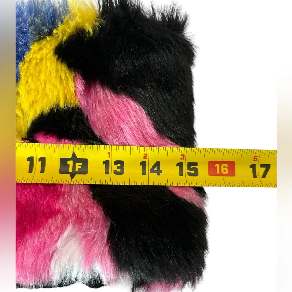 Target multicolor faux fur muffler with knit elastic back. - Image 3