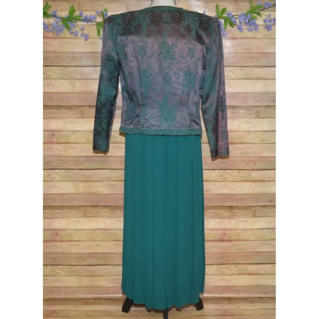 Vintage Nah Nah Collection Green Jacket & Maxi Dress Size M Jacquard Embroidered Size M - Image 8