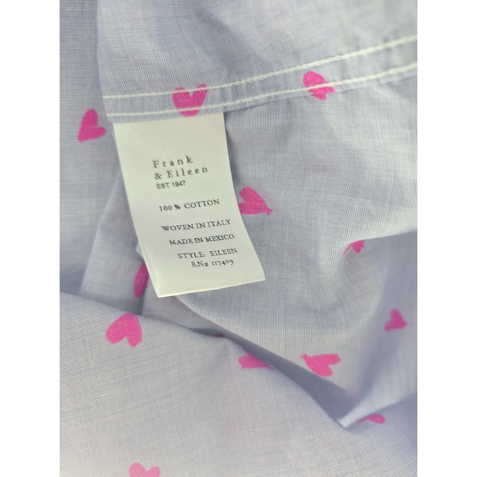 Frank & Eileen Neon Pink Heart Button Up Shirt Medium Oversized‎ - Image 5