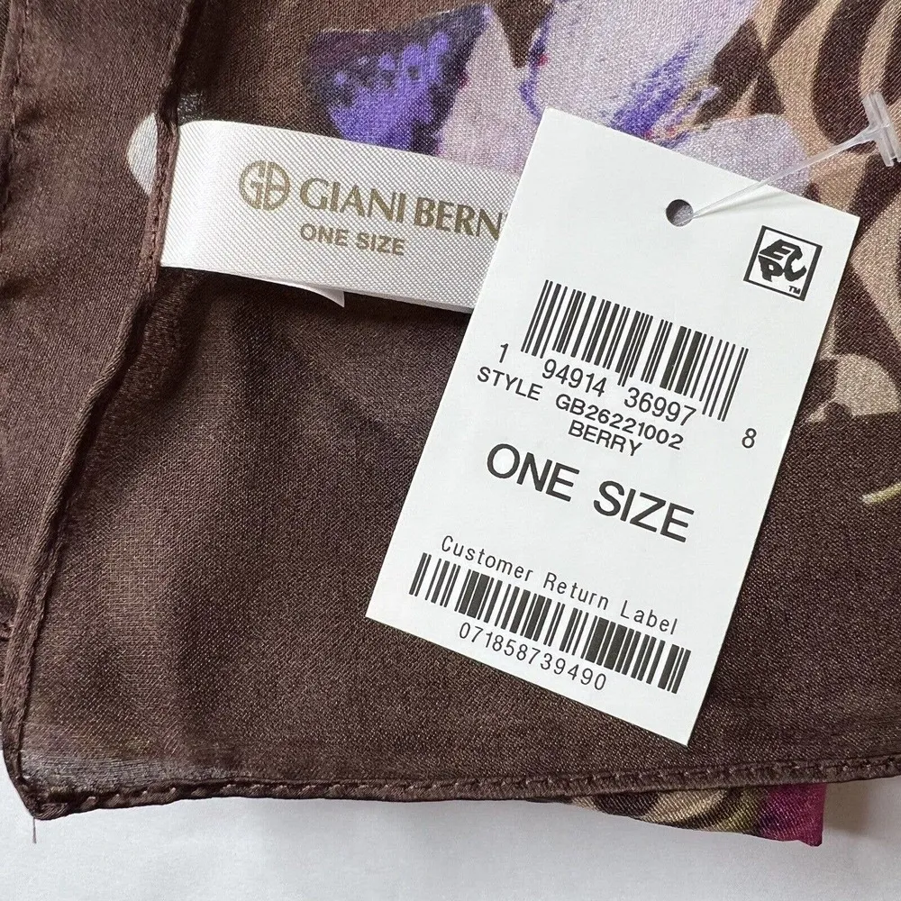 Giani Bernini Floral Loop Square Scarf Brown New - Image 4