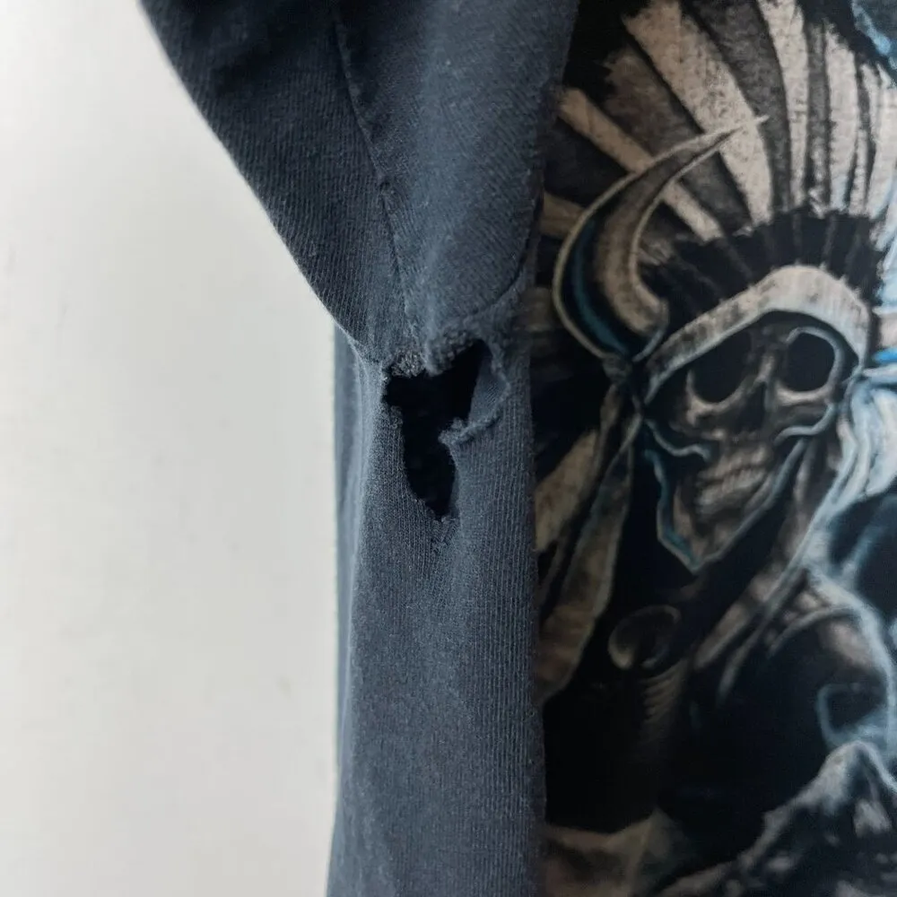 Distressed Vintage Y2K T Shirt Skeleton Mythical Creatures XL Black Graphic Tee - Image 9