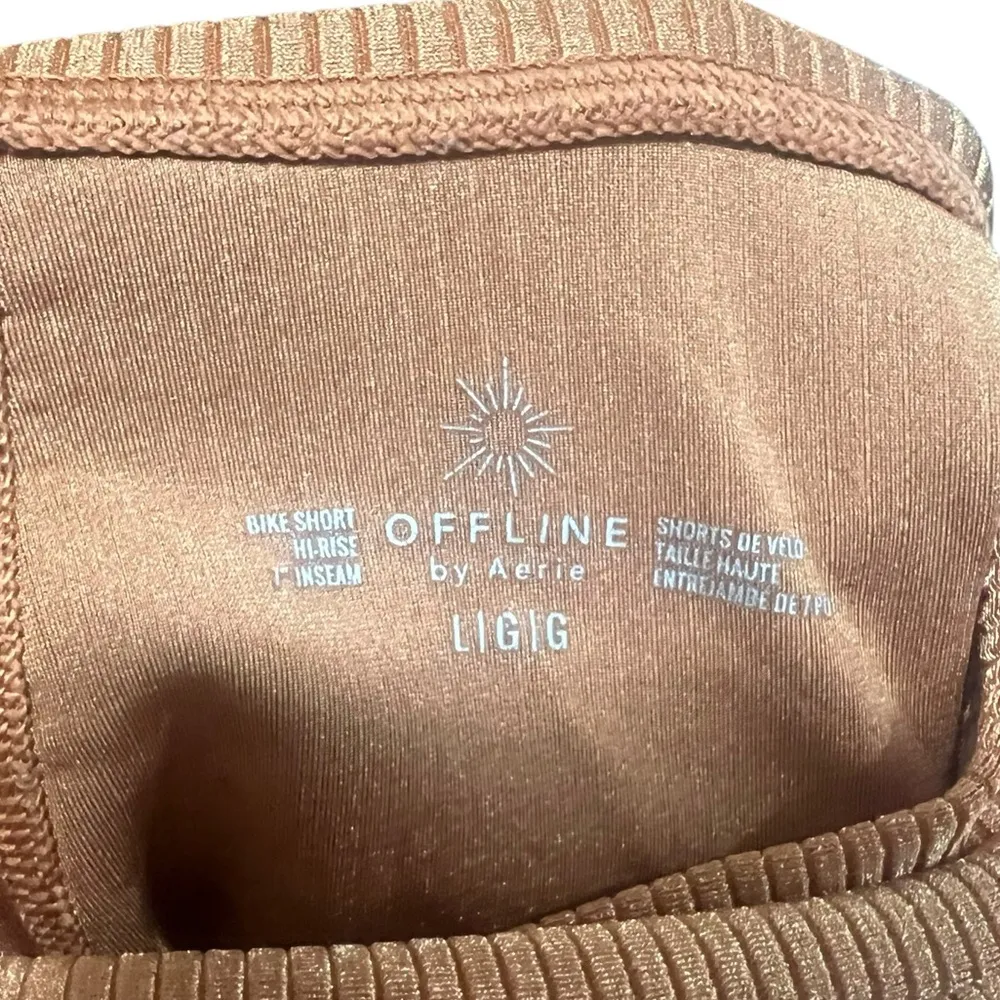 Offline by Aerie Ribbed Shine High Waisted Crossover Bike Shorts Size Large - Image 9