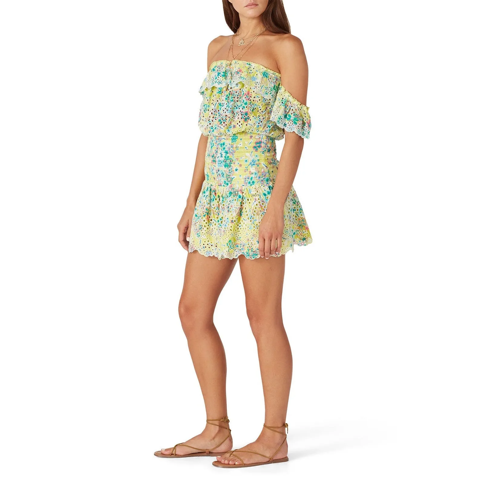 RAMY BROOK Yellow Floral Off-The-Shoulder Ruffles McKenna Dress size Large - Image 13