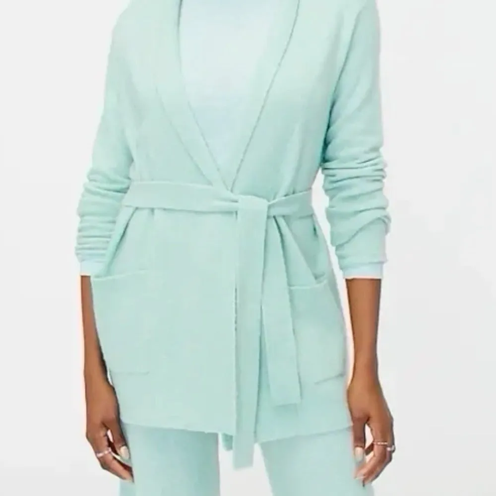 J.Crew Factory Wrap Cardigan Sweater Top & Pants Set Extra Soft Yarn Wintergreen - Image 3