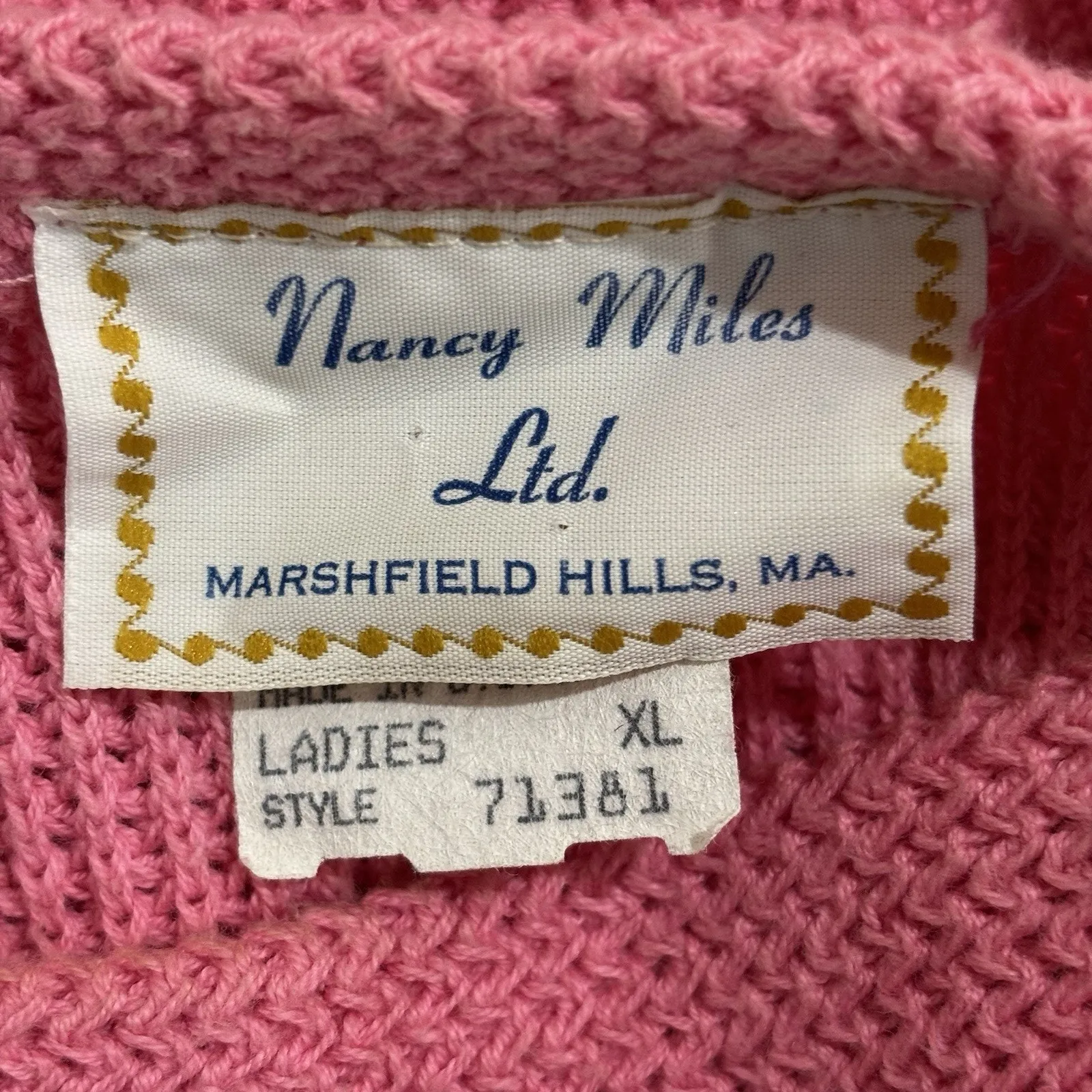 Vintage Pink Floral Embroidered Sweater 100% Cotton Nancy Miles USA Cottage Size XL - Image 2