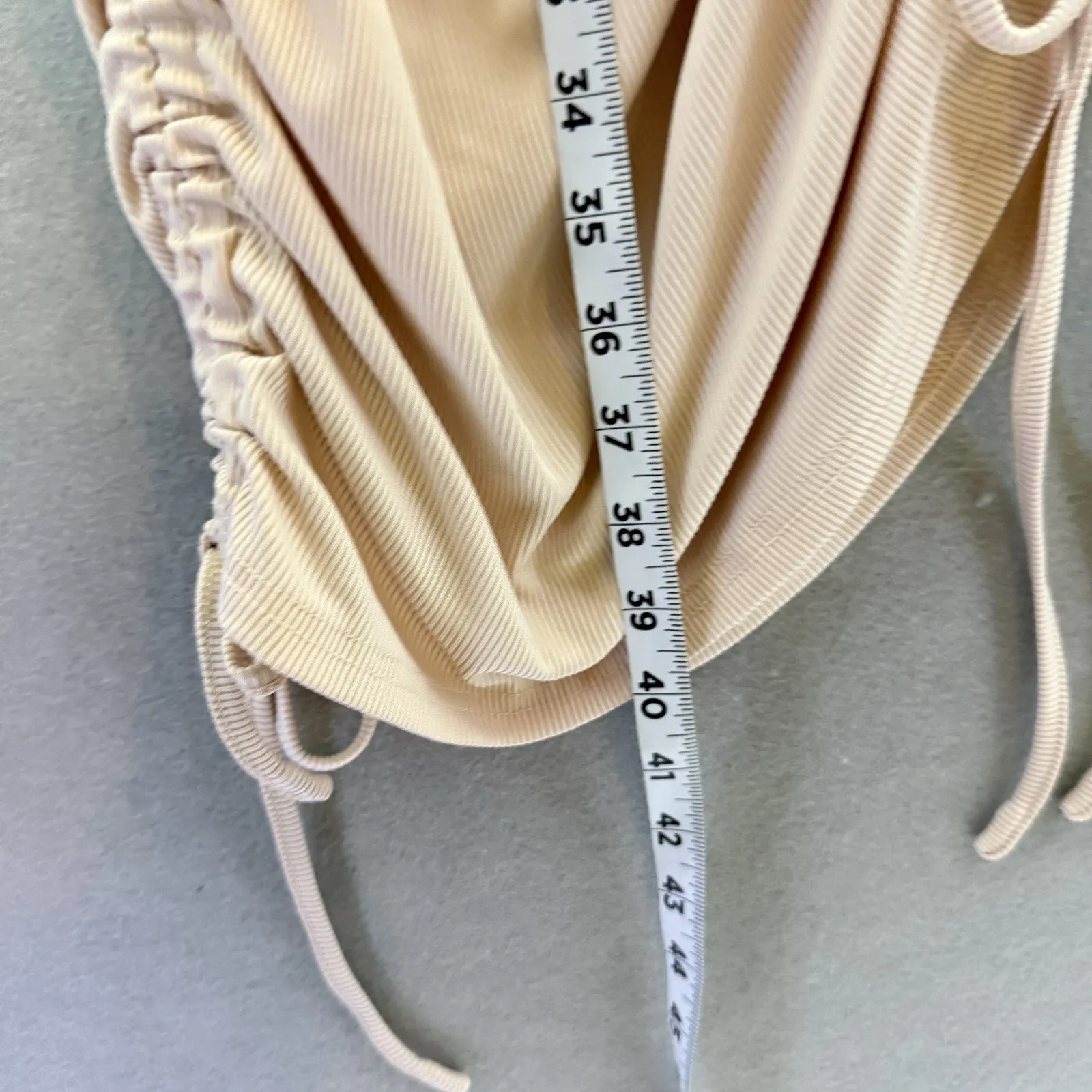 Romwe Beige Dress Sleeveless Adjustable String Ruched Sides Size M - Image 9