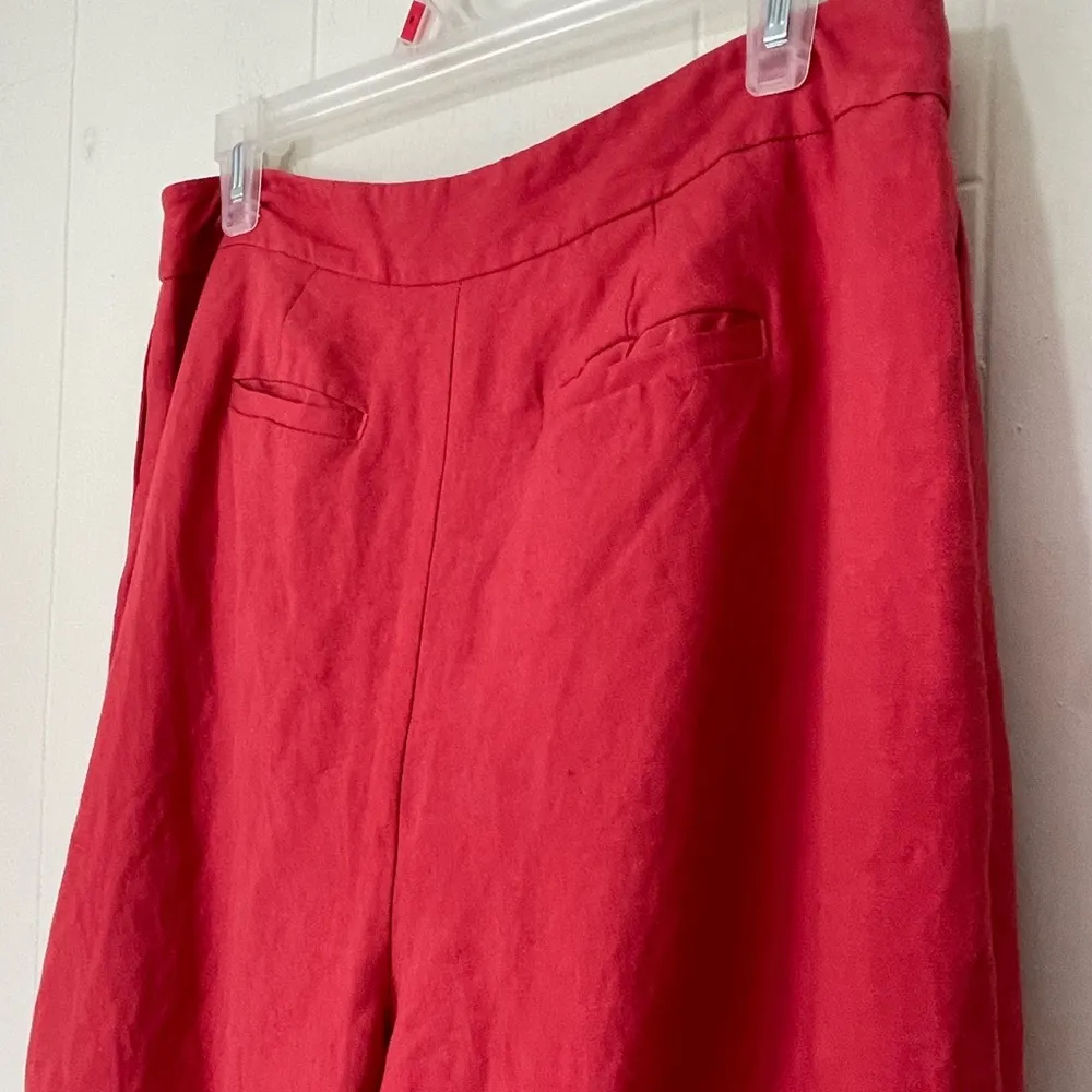 Alfani Linen Blend High Waisted Shorts Orange Red Pleated ~ Women’s Size 8 - Image 6