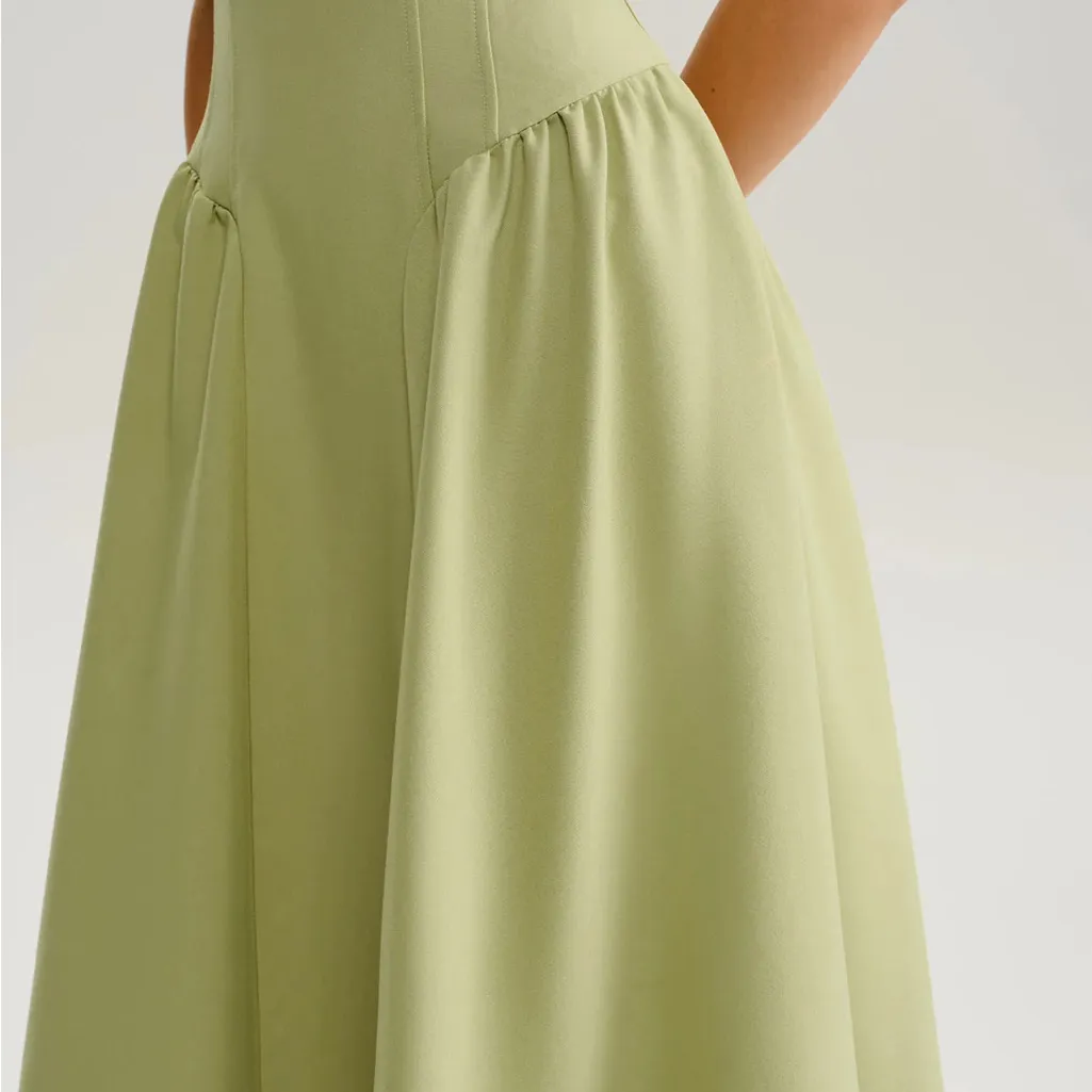 Rihoas Green Sweetheart Neck Slip Midi Prom Dress Size L - Image 3