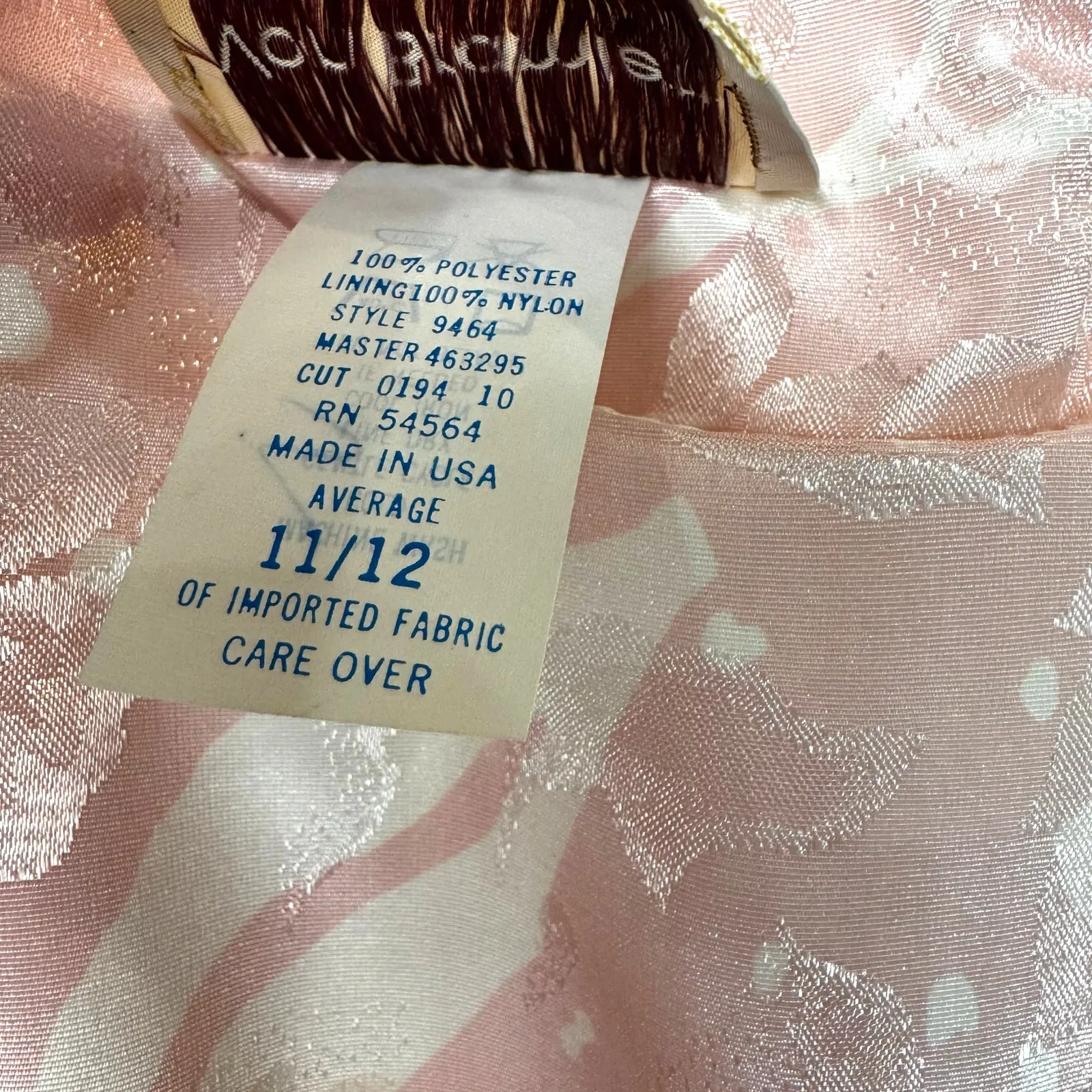 Vintage 80s Von Bramlett Pink Floral Metallic Secretary Dress Size Medium - Image 6