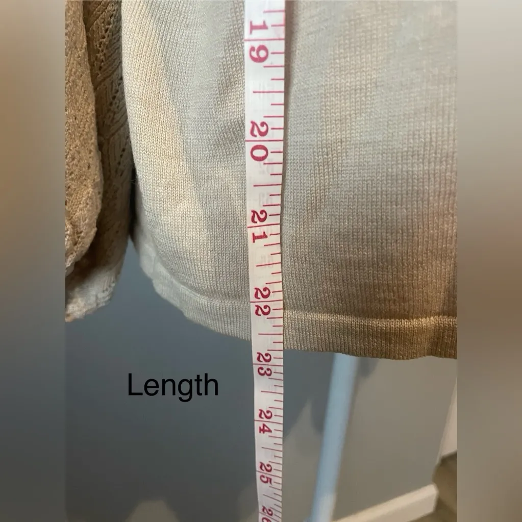 Garnet Hill 100% Merino Wool Pointelle Blouson-Sleeve Sweater neutral beige - Image 6