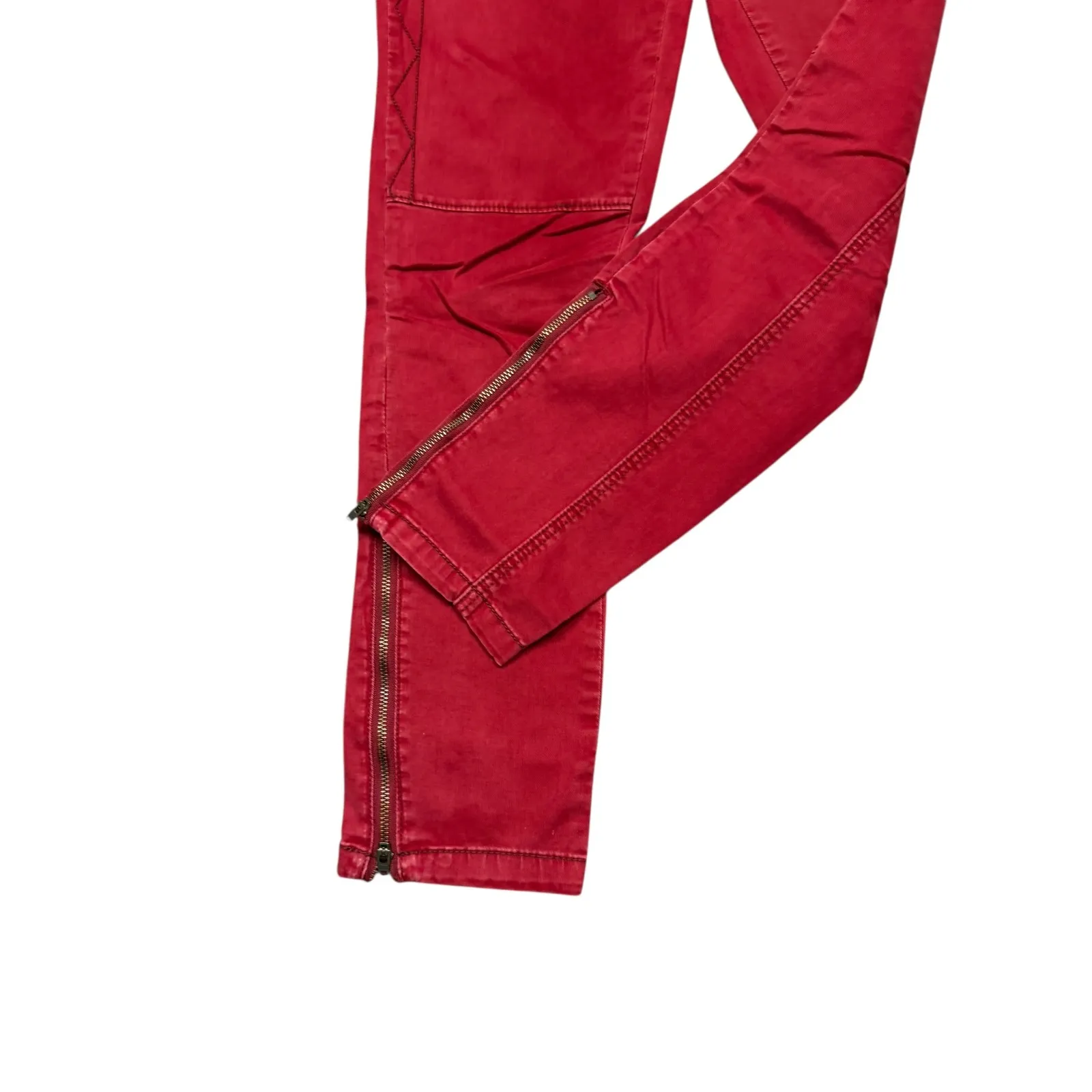 Anthropologie Pilcro And The Letterpress Diamond Stitch Red Moto Jeans Women's 2 - Image 9