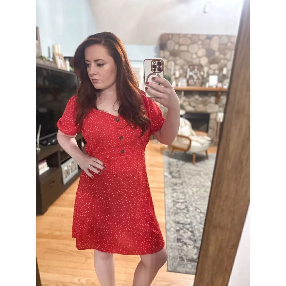 Monteau Red Polka Dot Dress - Image 13