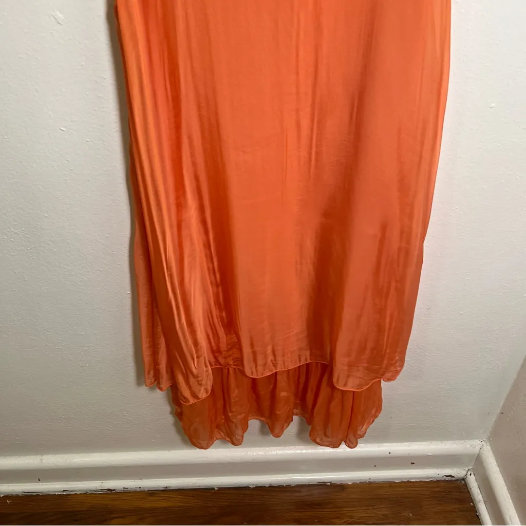 Catwalk Studio Sleeveless Silk Dress Orange Coral Size M - Image 3