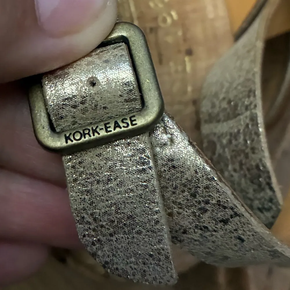 Kork-Ease Gold Cork Wedge Leather Upper Sandals 6 - Image 3