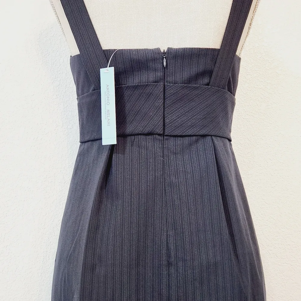 NWT Antonio Melani Blue Pinstripe Sleeveless Sheath Dress Sz 2 - Image 8