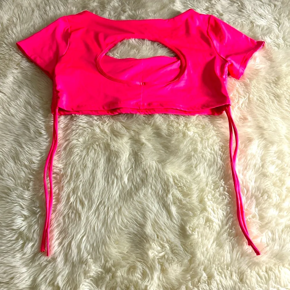 Barbie Core Pink Crop Top with Cutout Design - Image 2