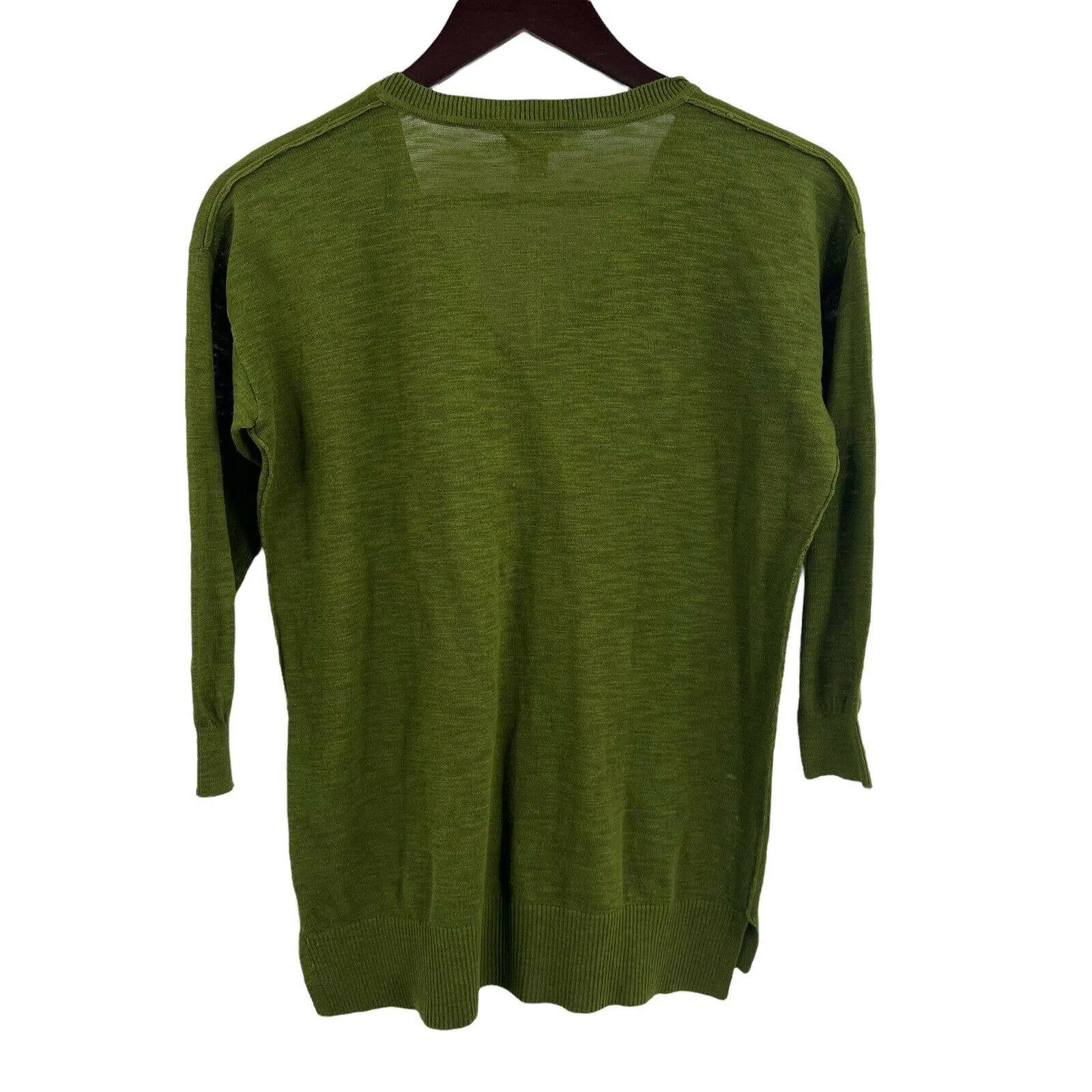 J‎ Crew Green V Neck Lightweight Cotton Sweater Size XXS - Image 2