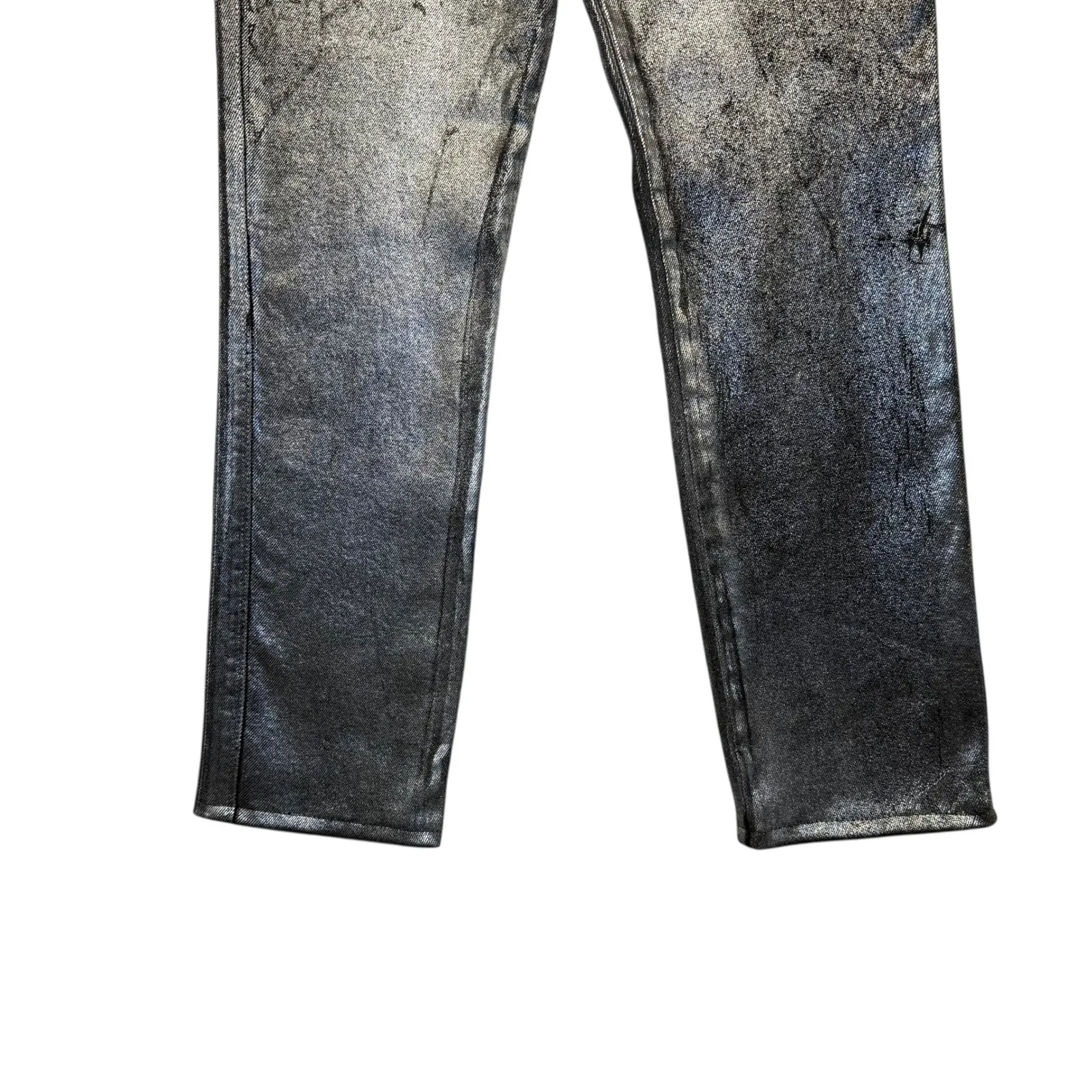 FRAME Le Sylvie Slender Straight Metallic Silver Jeans Edgy Feminine 25 - Image 4