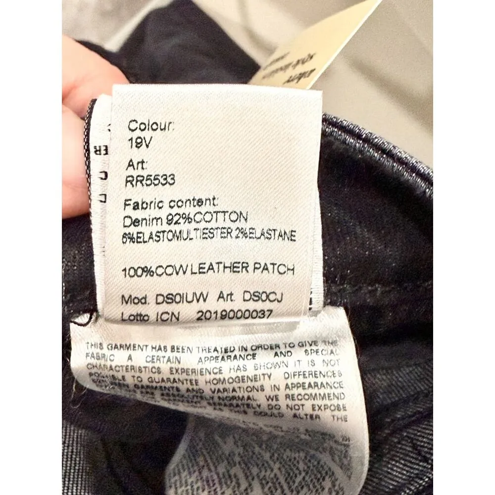 NWT R13 Kick Fit Denim Flare Leg Cropped Jeans Dark Moon Black Women's Size 24 - Image 5