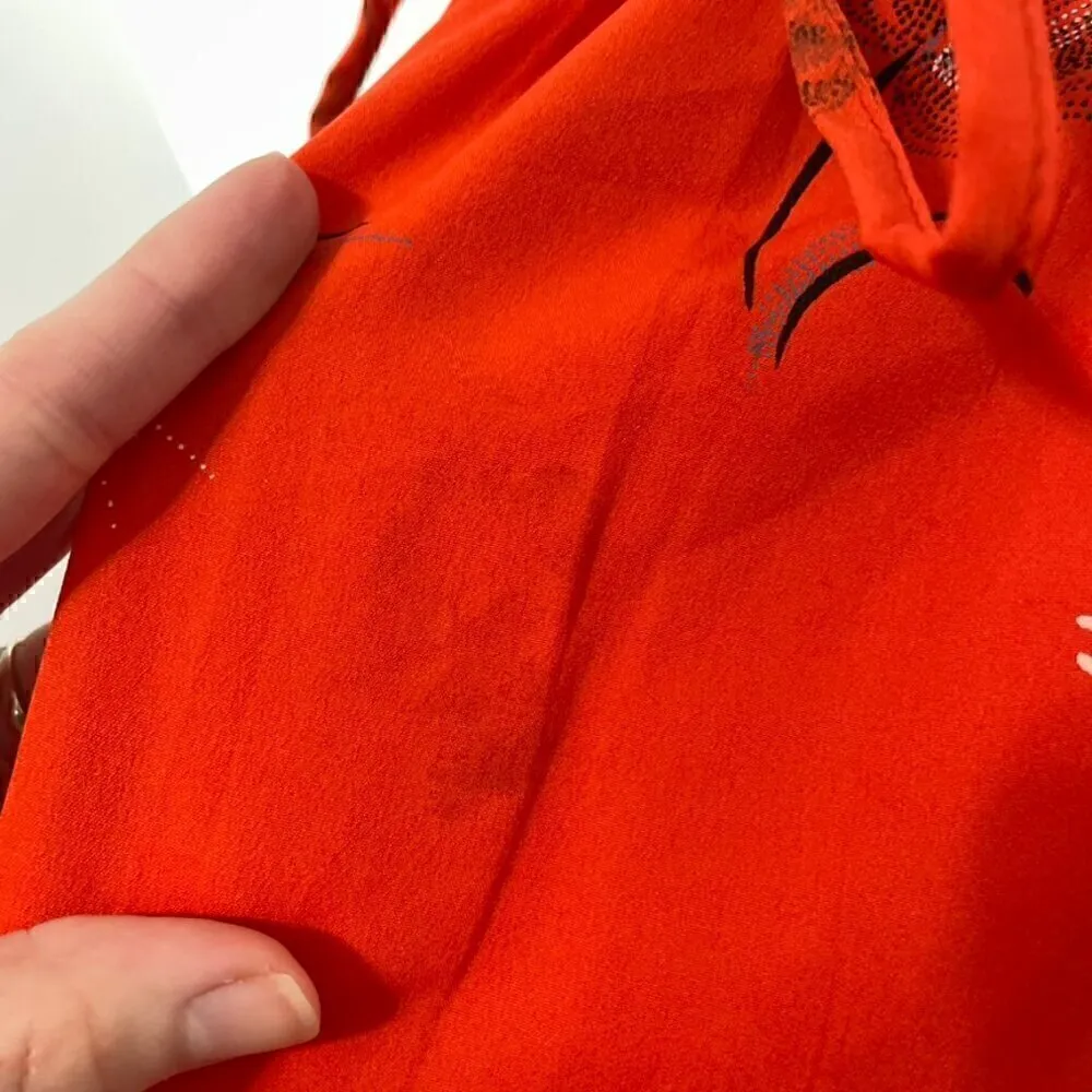 O'NEILL PACSUN Jules Shift Dress Red ish Floral 3/4 Sleeve Tie Waist Button Back - Image 6