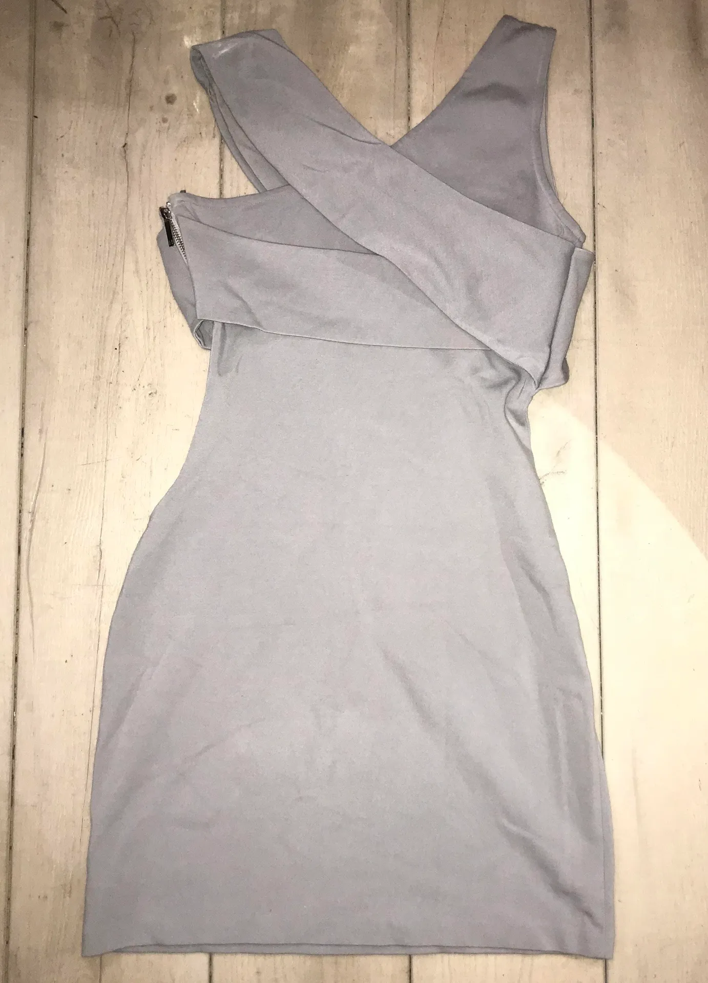 Halston Heritage grey bodycon asymmetrical dress - Image 3