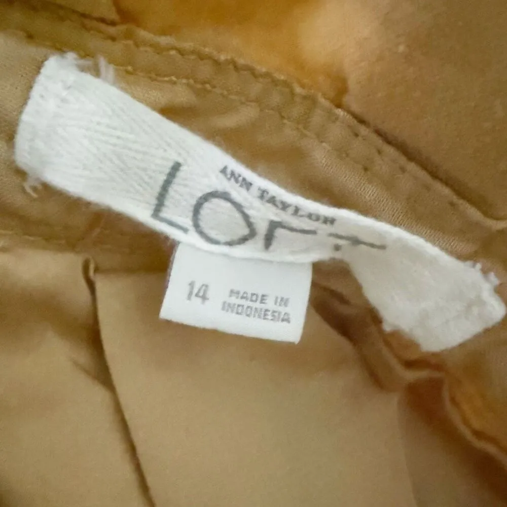 ANN TAYLOR LOFT | A-line Skirt Rope Tie Waist Pleated Hook-And-Eye Maize | - Image 7