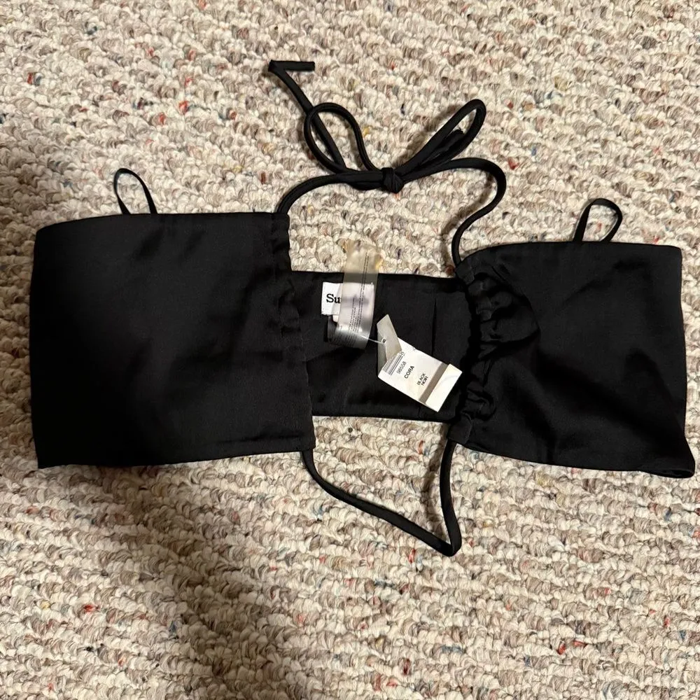 NWT Aritzia Sunday Best Cora Multi twist bandeau top in Black- Size XS - Image 3