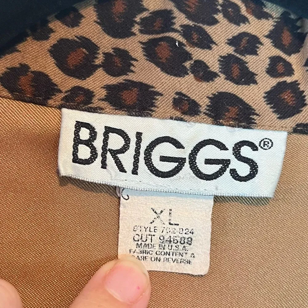 Briggs Vintage Leopard Animal Print Button Down Top Brown Size XL - Image 3