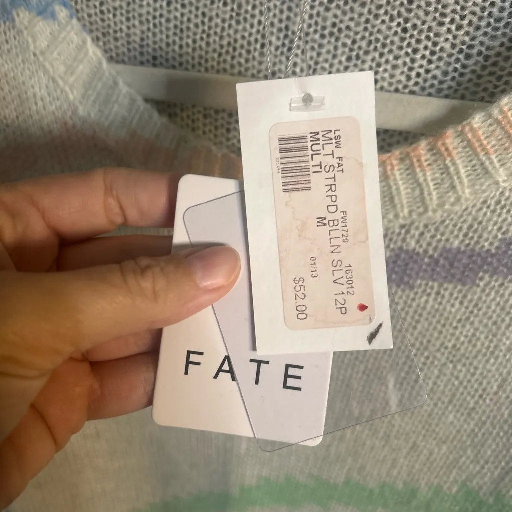 NWT Fate Multicolor Pastel Sweater | Size Medium Blue - Image 2