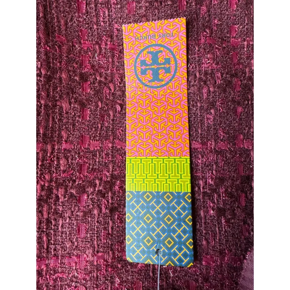 NWT Tory Burch Drew pants, in a rich plum tweed with tuxedo stripe size 6 - Image 15
