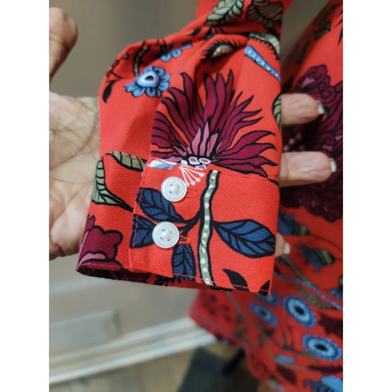 Ann Taylor Loft Dress Womens Petite 0P Red Floral Long Sleeve Mini Career Party - Image 6