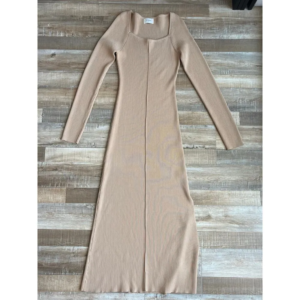 DISSH Lena Long Sleeve Knit Dress in Wheat Size XL Tan - Image 2