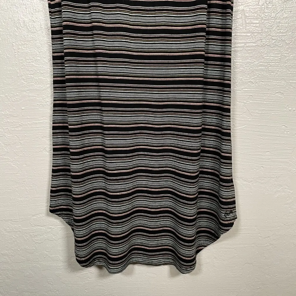 Women M Black Blue Stripe Leonora Dress Tank Sleeveless Pocket Rayon - Image 2