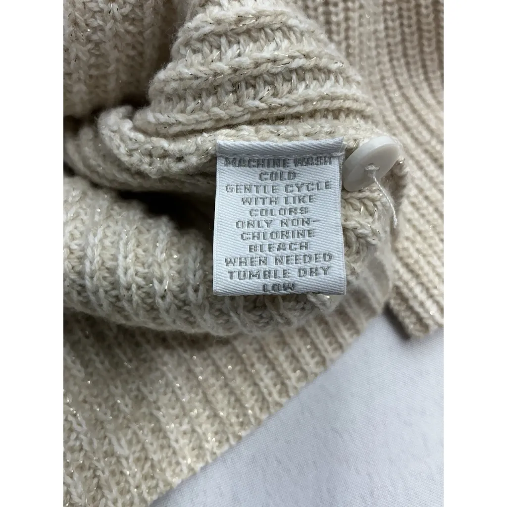 Womans Charter Club Petite Sweater & Scarf PM Gold Sparkly Long Sleeve Pullover - Image 5