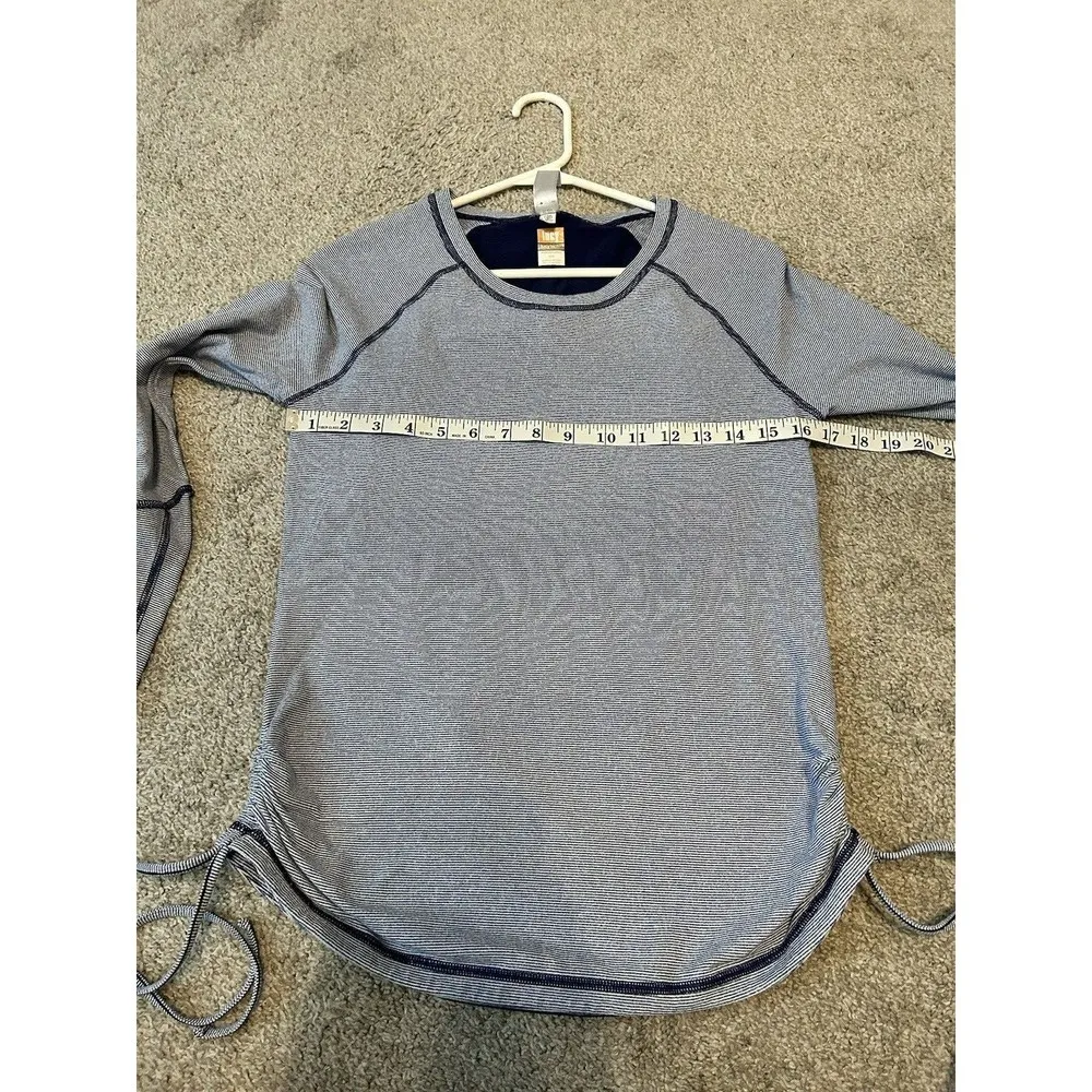 Lucy Tech M Workout Pullover Shirt Yoga Run Long Sleeve Top Ruching Keyhole Vent Blue Size M - Image 6