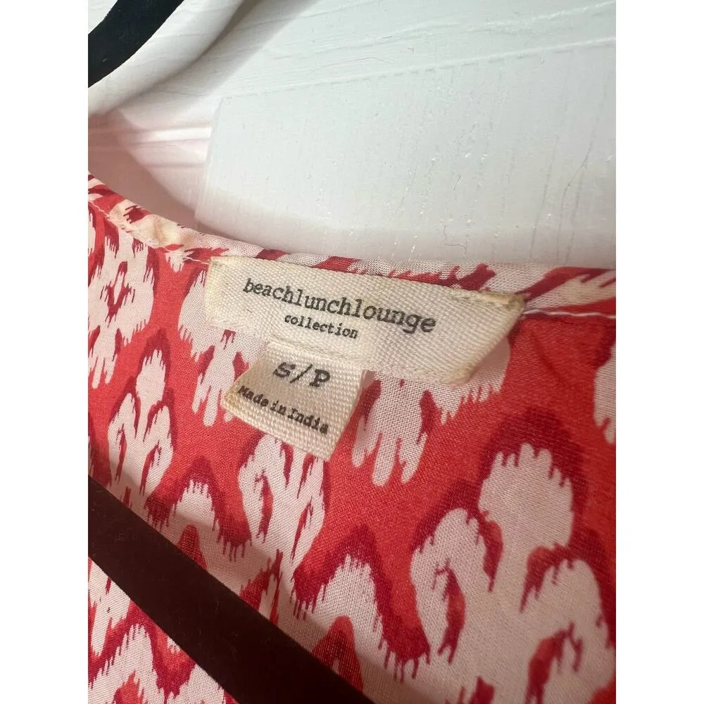 BeachLunchLounge Red and White Patterned Women's Boho Tank Top Ruffle Small S - Image 4