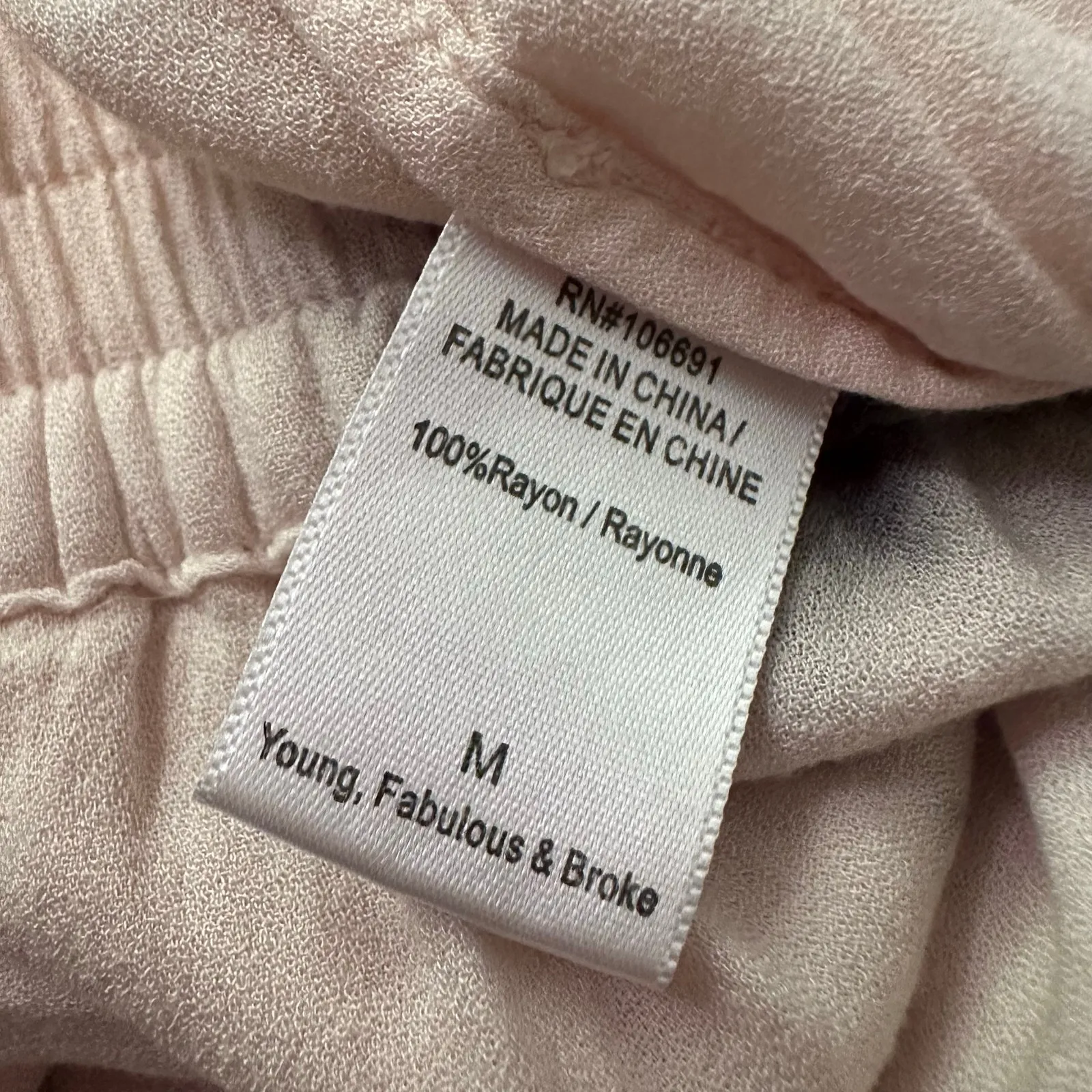 Young, Fabulous & Broke cream and navy tie-dye wide leg slit pants size M - Image 6