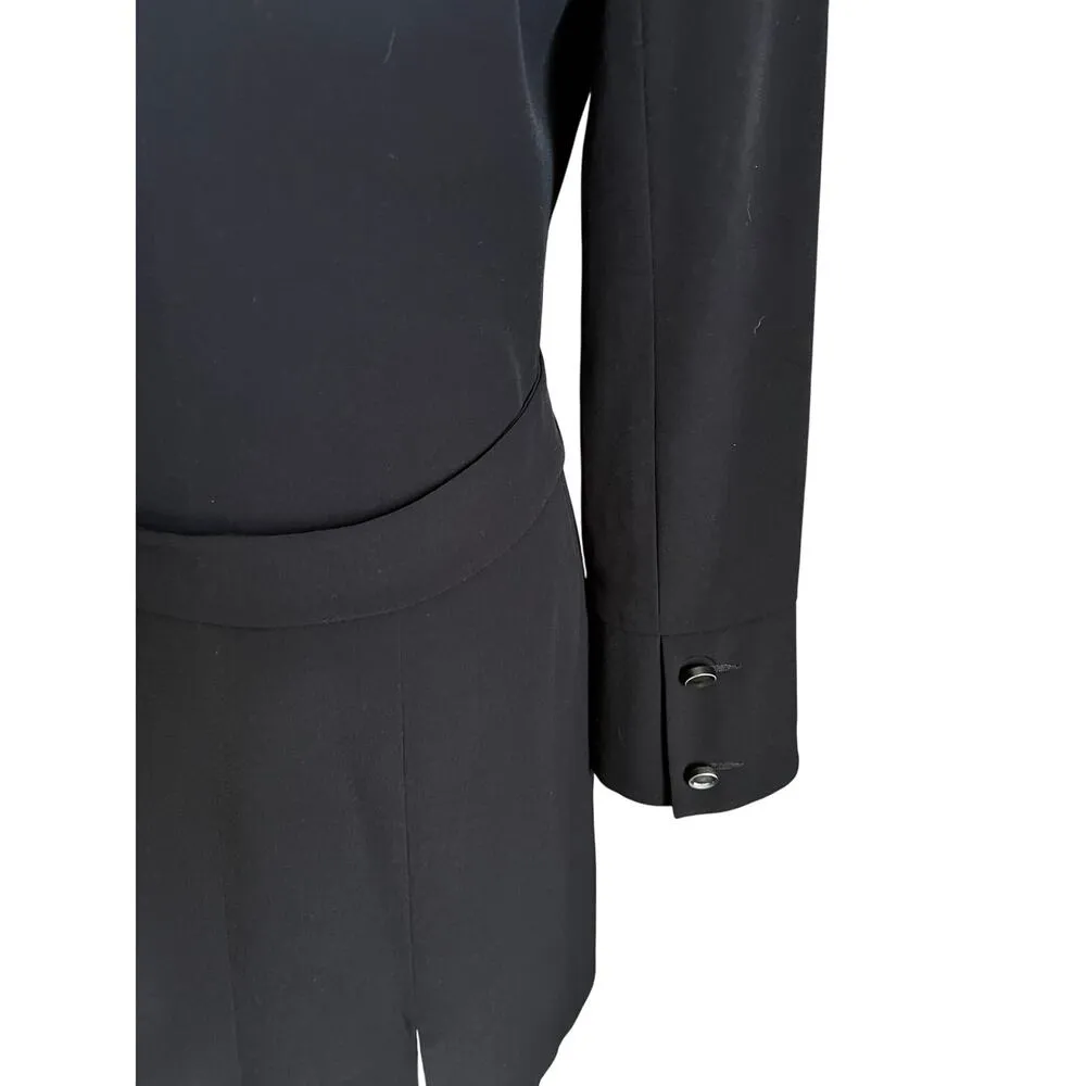 Vtg Tempo Paris Black Trench Coat 90s Black size 6 - Image 7