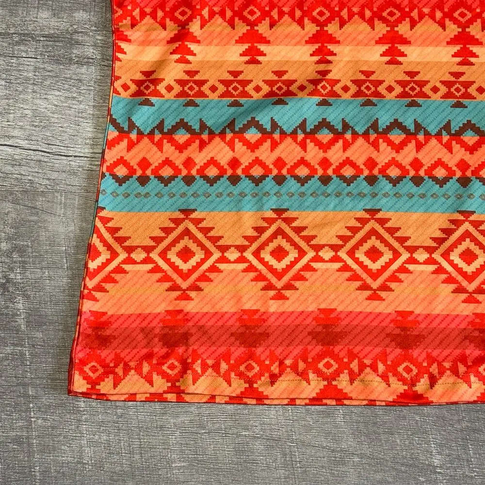 Howdy Crowd Womens S NEW Stockyards Sunset Top Short Sleeve Aztec Southwestern - Image 2
