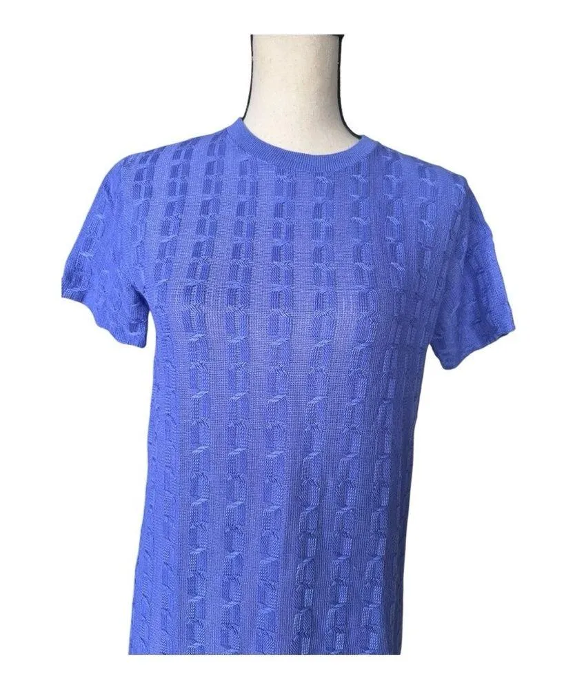 Fashion Frocks Blue Sheath Midi Dress with Crew Neck and Short Sleeves Size M Size M - Image 3