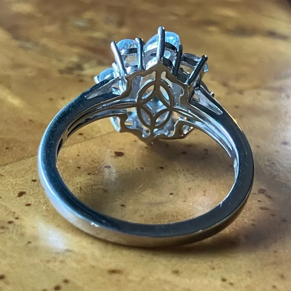 Natural Aquamarine Sterling Silver Ring Size 8 - Image 5