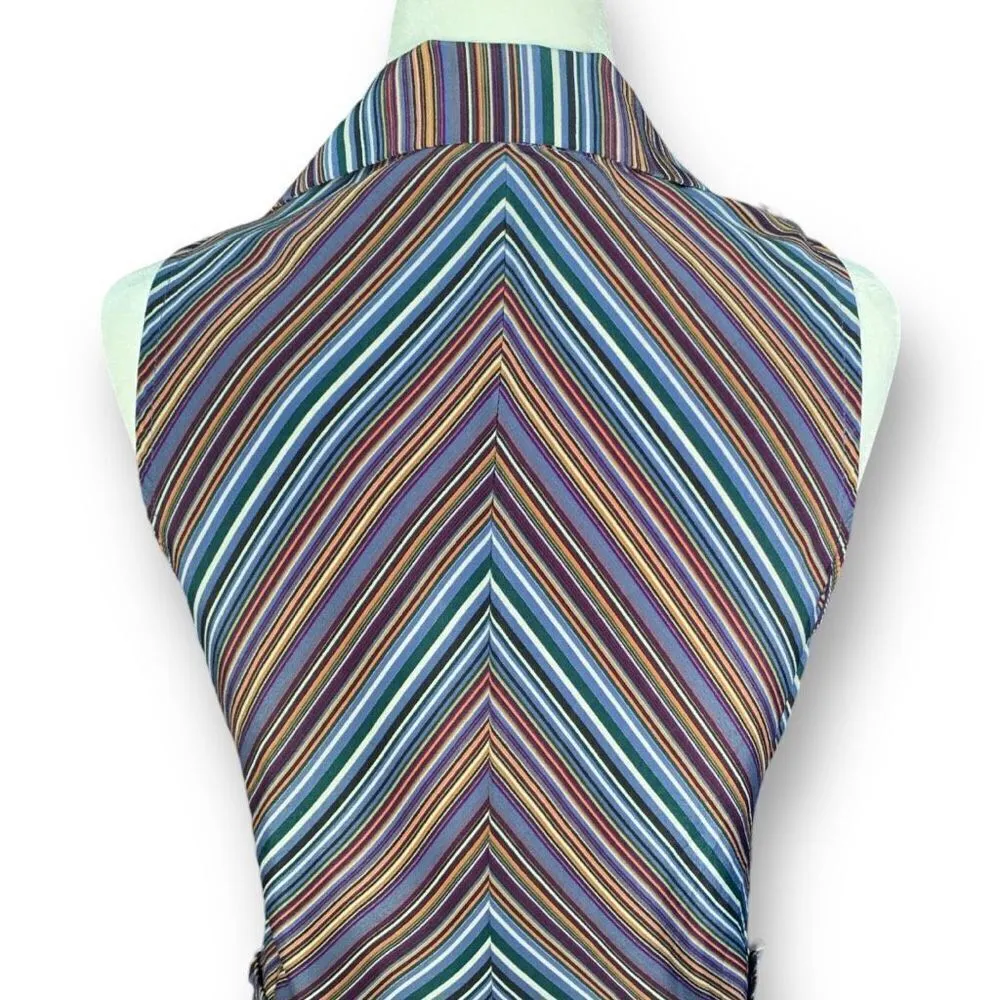 Y2K Jonathan Martin Dress Multicolor Stripe Sleveless Retro 70s Sleeveless Midi - Image 7