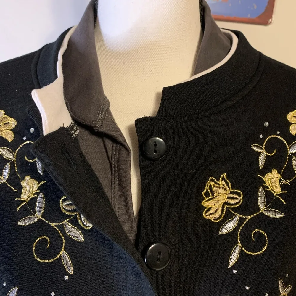 Bonnie Evans Black Embroidered Sweatshirt Size 2X - Image 6