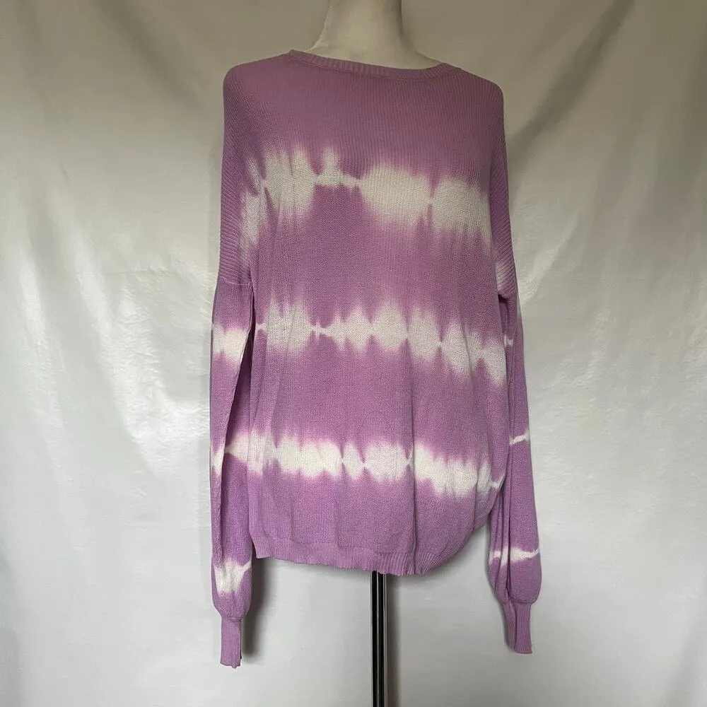 FATE Tie Dye Wrap Back Womens Sweater Sz M Purple Hippie Cotton Balloon New - Image 15
