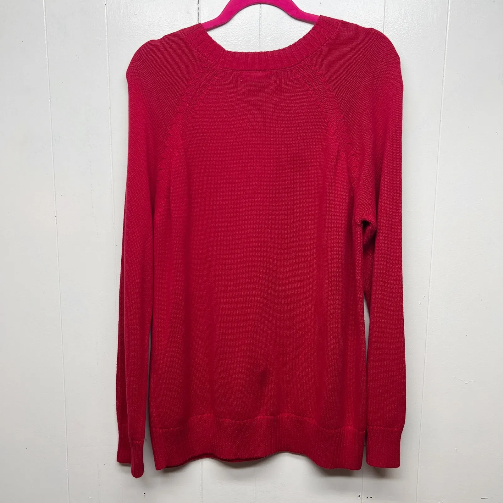 Kim Rogers Cotton Red Pullover Knit Women's Sweater Size Medium Breathable - Image 6